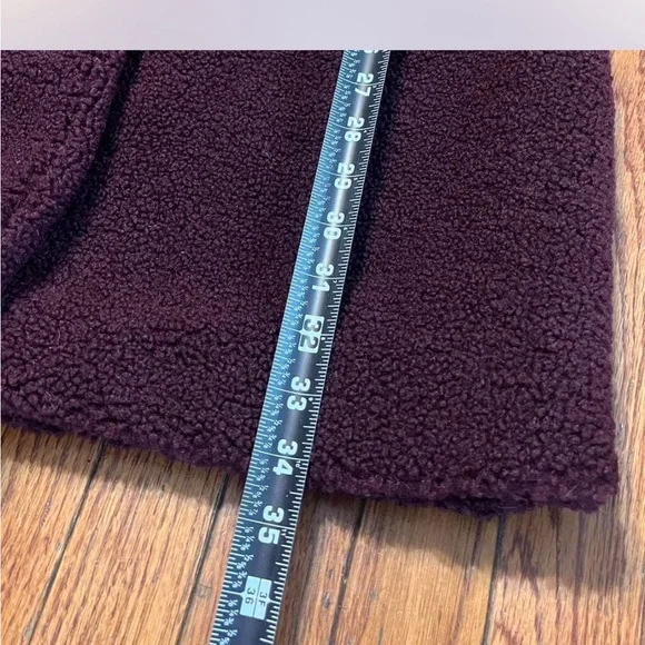 Womens French Connection Wine Colored Teddy Coat with Patch Pockets - Picture 9 of 11